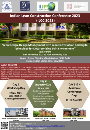 ILCC 2023 - 6th Indian Lean Construction Conference - Lean Design, Design Management with Lean Construction and Digital Technology for Decarbonising Built Environment